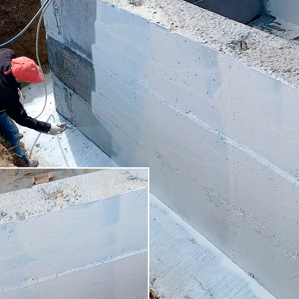 Application of Bronya Aquablock Effect NF  for waterproofing the basement of a printing house in the city of Georgievsk, Stavropol Territory (screenshots and videos)
